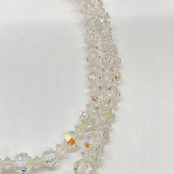 Vintage Aurora Borealis Set Graduated Bead 25" Necklace Clip On Earrings - Picture 15 of 16